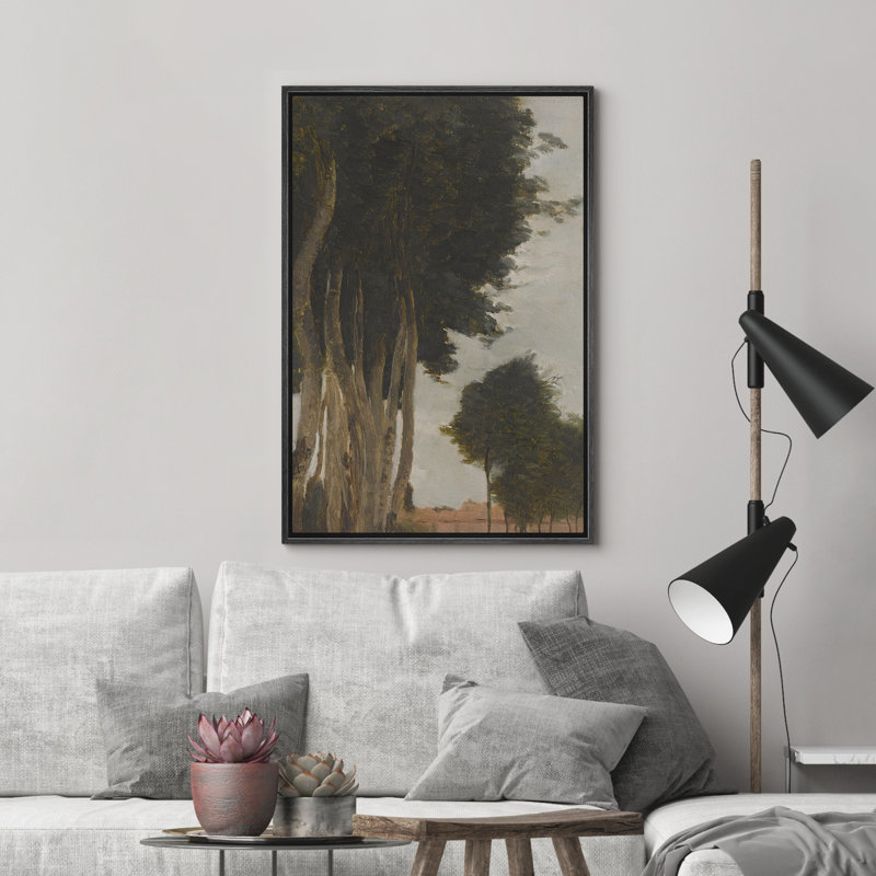 Reproduction d'art sur toile encadrée - œuvre d'art abstraite neutre pour décor de salon, Noir, H 24 po x l 16 po