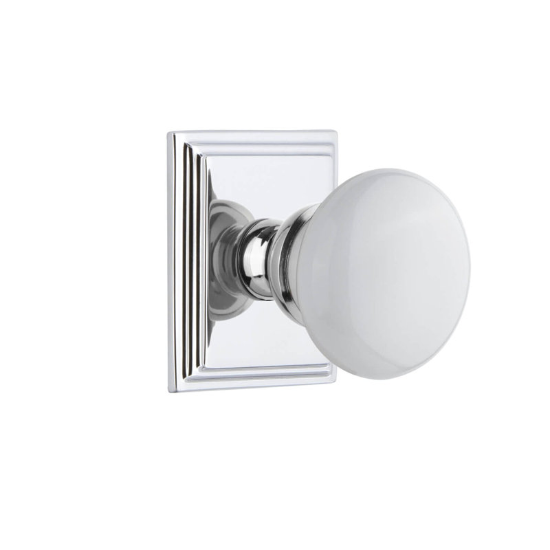Rosette Grandeur Carré avec bouton Hyde Park, Chrome brillant