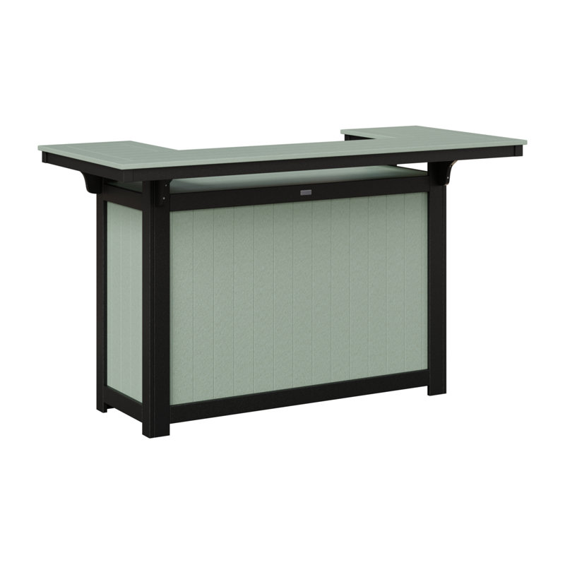 Outdoor Rectangle Bar Table, Black, Seafoam