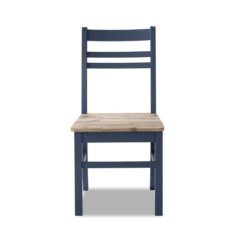 Bayou 48cm H Solid Wood Ladder Back Side Chair, Navy Blue