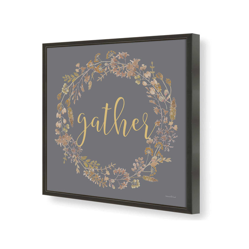Gather Wreath by lettered & lined Art Print, Black, 36 W x 36 H, Framed Print