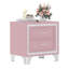 Table de chevet Mid-Century en velours avec 2 tiroirs Pieds en métal, rose-1890064023