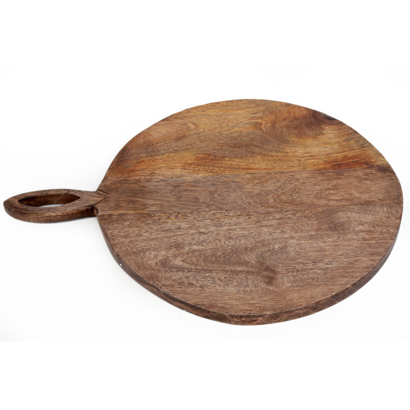 Circular Wooden Chopping Board With Carved Handle 49Cm