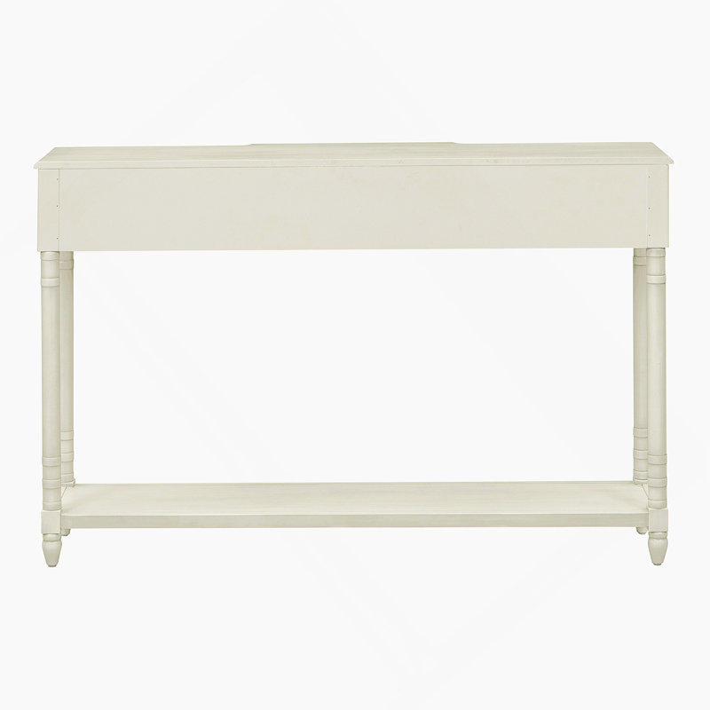 Console Table Sofa Table with Drawers for Entryway with Projecting Drawers, Antique White