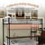 Lit superposé double au-dessus d'un lit double avec bureau intégré et éclairage à DEL - conception loft peu encombrante pour les enfants et les adolescents, cadre robuste, assemblage facile, parfait pour les chambres à coucher et les dortoirs NOIR