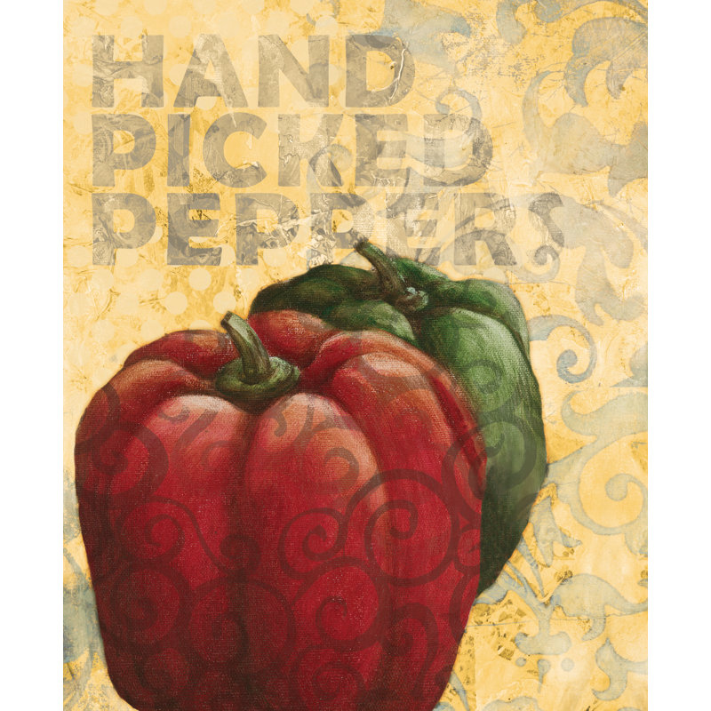 Hand Picked Peppers - Painting Print, Black Floater Framed, 61 cm H x 91 cm W