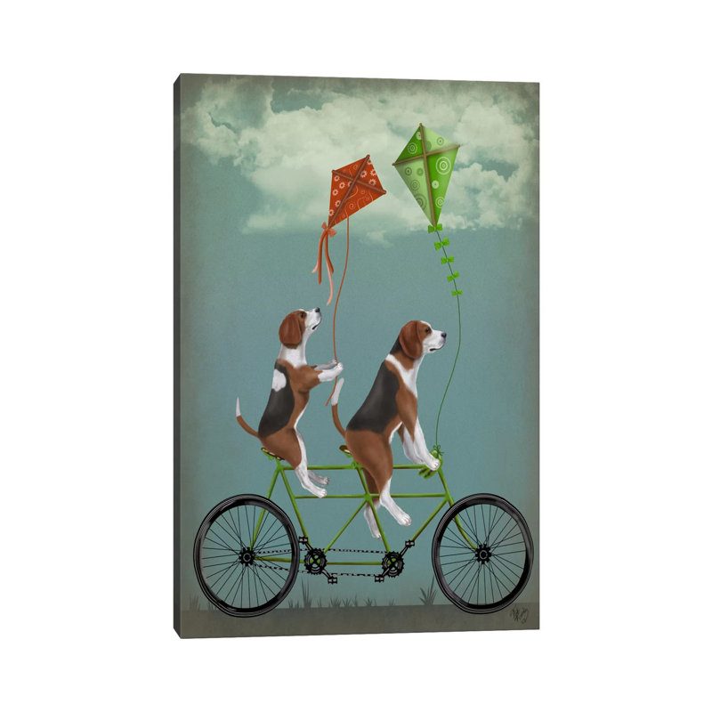 Beagle Tandem by Fab Funky - Wrapped Canvas Print, 66.04 cm H x 45.72 cm W x 3.175 cm D