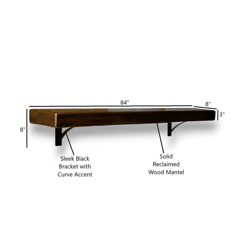Manteau de cheminée Heritage avec supports, 8" H x 84" W x 8" D