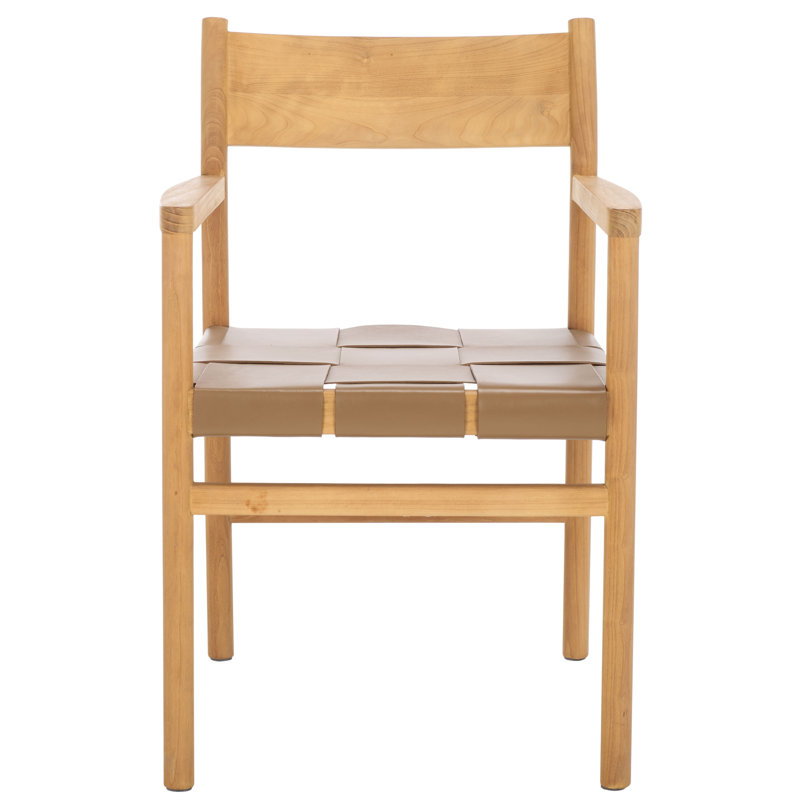 Demartini Woven Leather Dining Chair, Brown, Natural