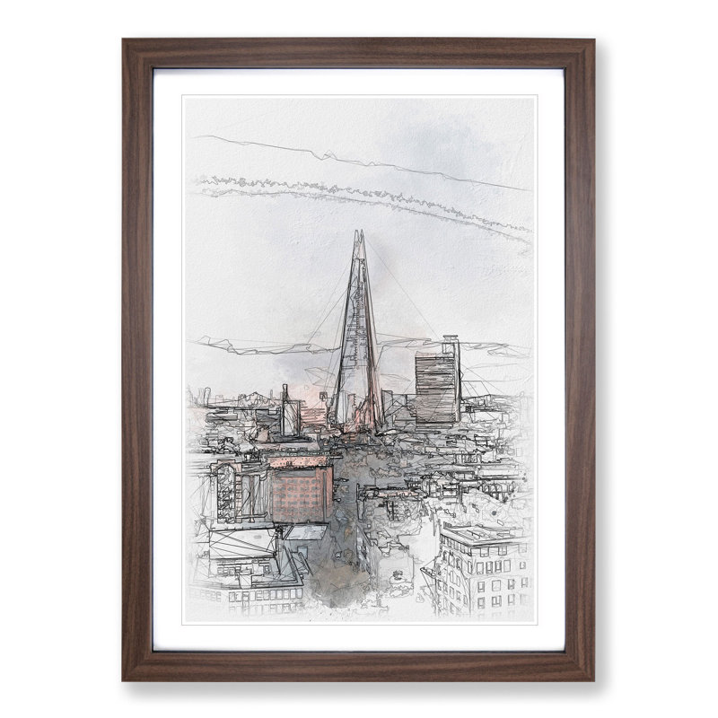 The Shard in London Vol.5 - Picture Frame Graphic Art, Walnut Framed, 48cm H x 36cm W x 2cm D