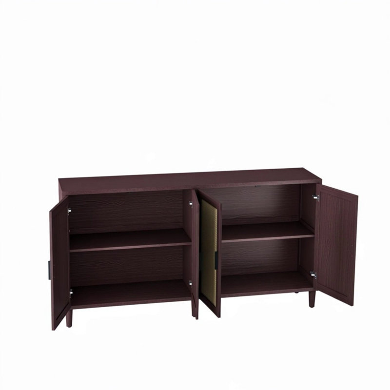 Buffet 70 po en rotin avec rangement, Noir