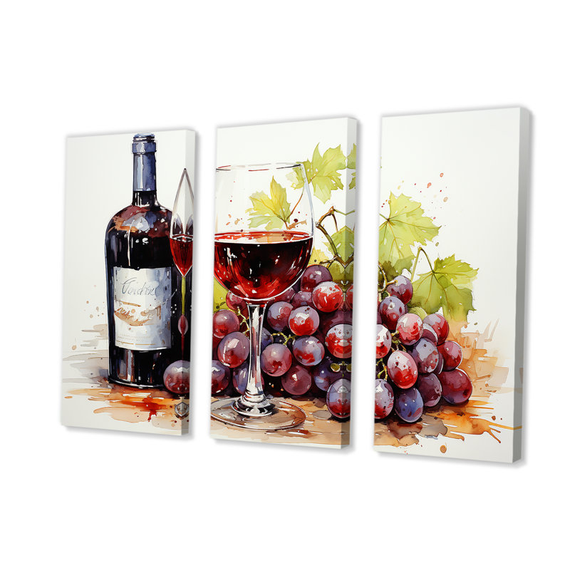 «Balayage de bourgogne bordeaux», art mural vin, Toile tendue, H 28 po x l 36 po