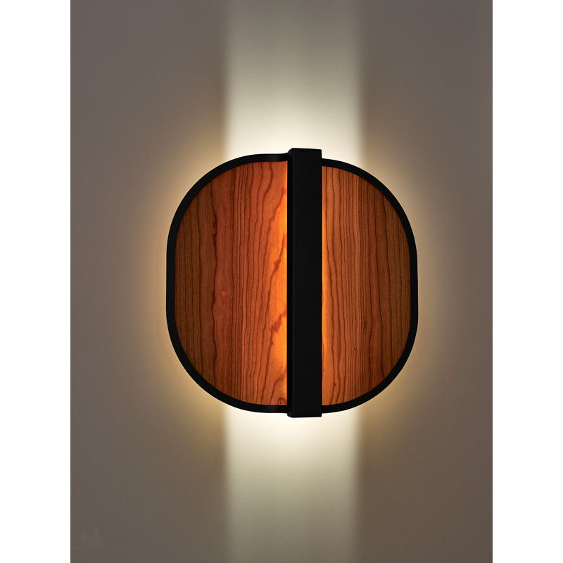 Applique murale Omma - DEL DIMTRIAC - Abat-jour, Cerisier naturel, Noir mat