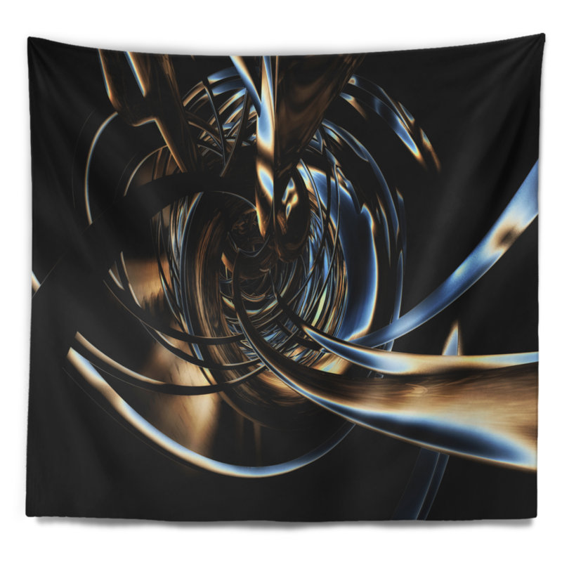 Tapisserie à rayures fouillis 3d fractal, H 32 po x l 39 po