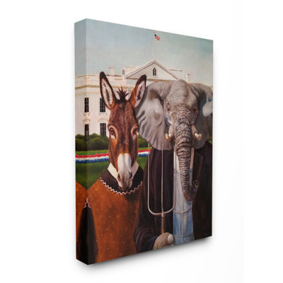 " Political Satire American Gothic Farm "