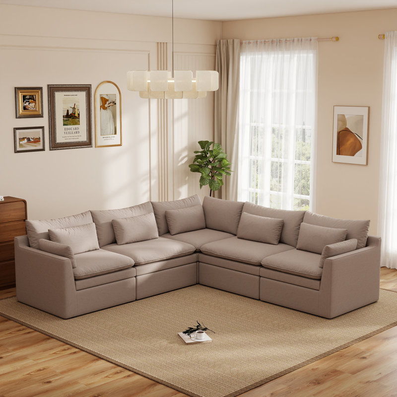 Canapé modulaire Laron Bantry, Mélange de polyester kaki