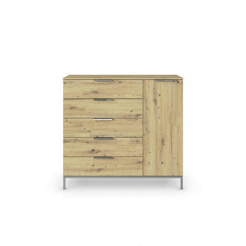 Flipp 5 - Drawer Chest of Drawers, Artisan Oak/Graphite