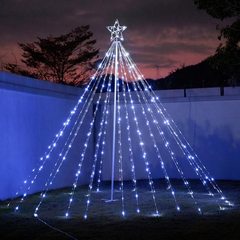 Décoration d'extérieur 10 pi 560 lumières à DEL coniques, piquets en métal