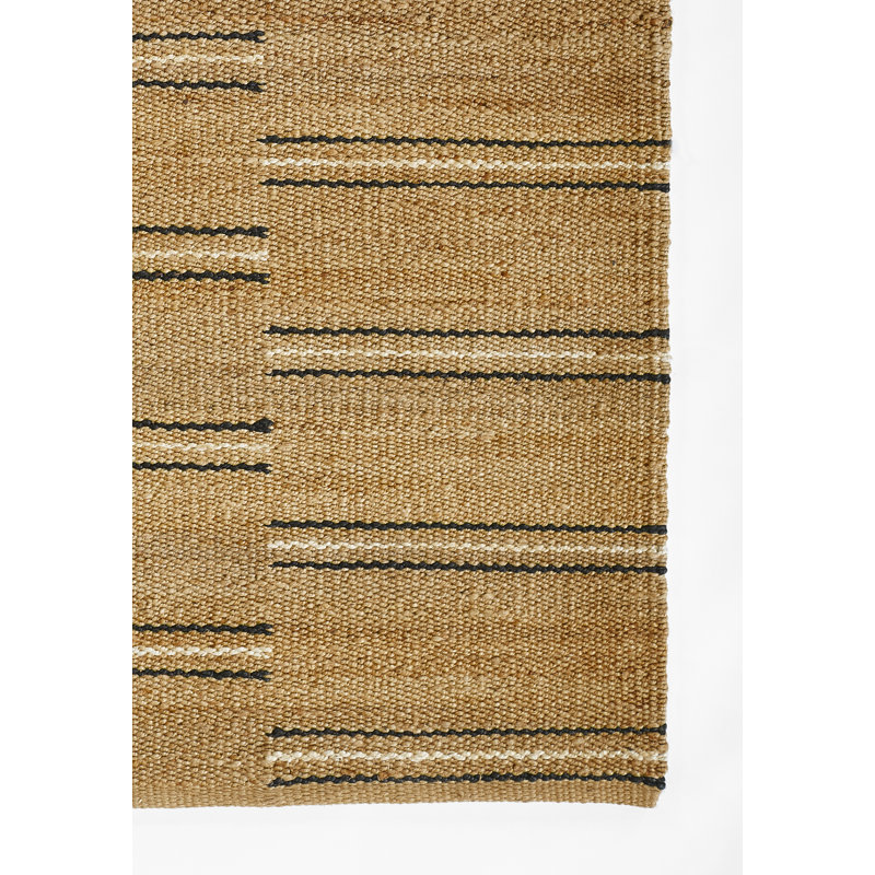 Handwoven Black Stripe Wool-Chenille 9' x 12' Area Rug