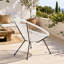 Ensemble de 2 chaises de bistro Anson, chaises d'extérieur en faux rotin avec structure en acier, chaises rondes modernes pour patio, jardin et piscine (blanches)-1942878276
