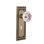 Bouton de porte de mortaise intérieure en porcelaine blanc rose avec plaque longue Mission