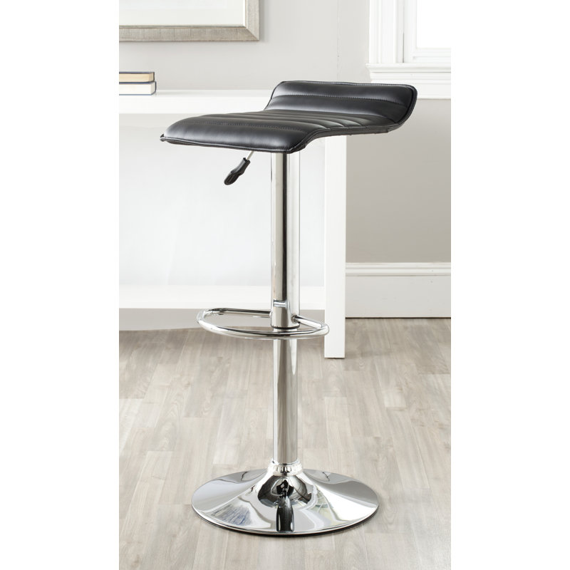 Annechien Swivel Upholstered Adjustable Height Counter Stool, Black