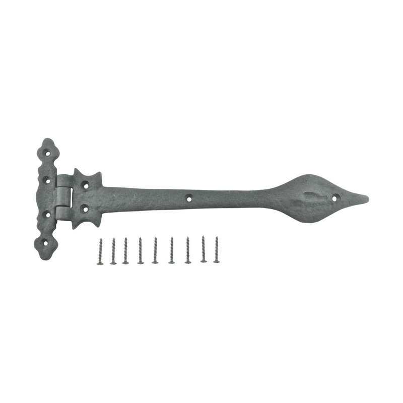 Black Wrought Iron Spear Tip Strap Hinges Pack of 4