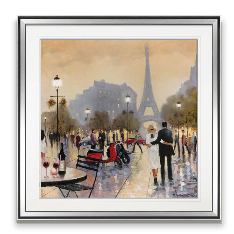 " Paris Twilight ", 16" H x 16" W x 1.5" D, Silver Framed