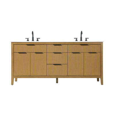 Meuble-lavabo double 72 po en teck miel