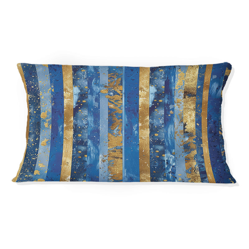 Coussin lombaire Glam Sparkling Stripes, Bleu / or