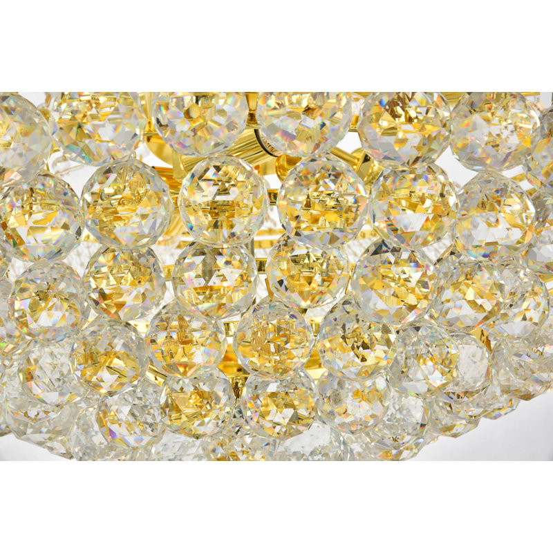 Lustre empire unique / audacieux à 14 lumières avec détails en cristal Meanna, Doré, H 26 po x l 20 po x P 20 po