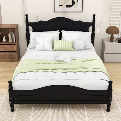 Wood Platform Bed with Sturdy Frame and Wooden Slat Support