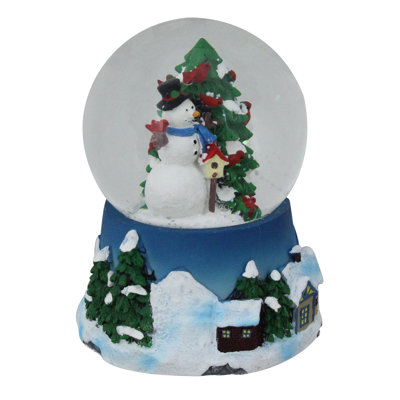 Boule à neige 4,75 "bonhomme de neige avec cardinaux