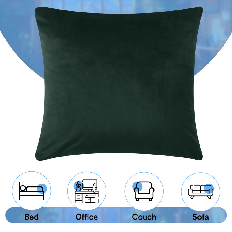 Plain Velvet Cushion Cover-(Pack of 4), Dark Green