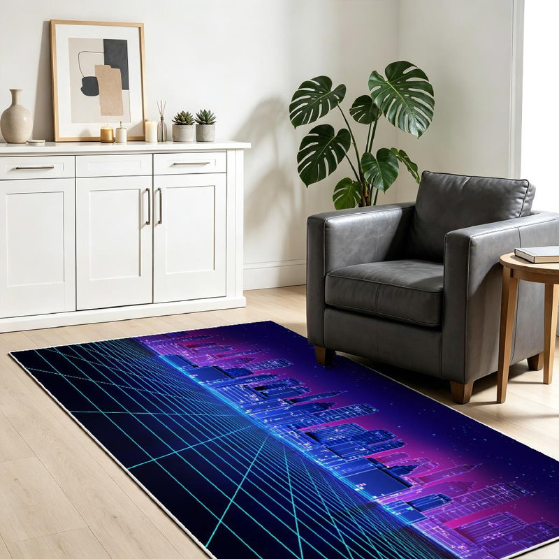 Tapis d'intérieur rétro clair et lavable à la machine, Rectangle 39 po x 63 po
