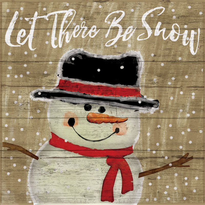 Let There Be Snow Cheerful Snowman - Wrapped Canvas Print, 30cm H x 30cm W x 3.8cm D
