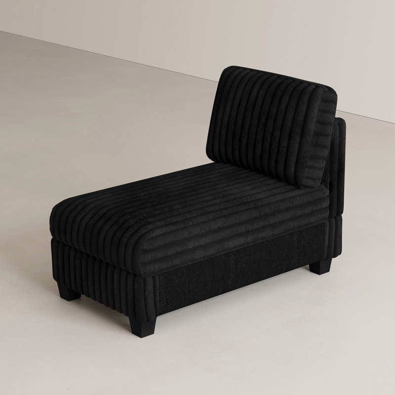 Module D de canapé en peluche en fausse fourrure de lapin, fauteuil sans accoudoir, Noir