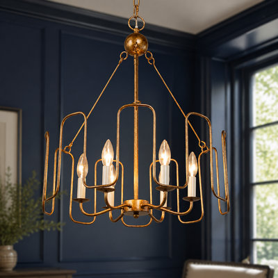 6-Light Antique Cooper Drum Kitchen Island Pendant