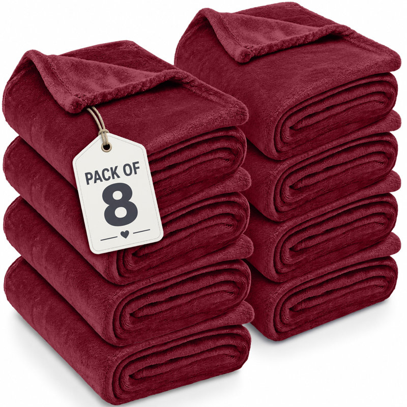 Ultra-Soft Hotel Quality Reversible Plain Weave Fleece Throw Blanket, KING, BURGUNDY
