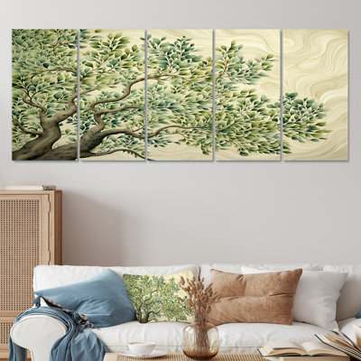 «Tree American Basswood Collage I», ensemble d'art mural 5 pièces