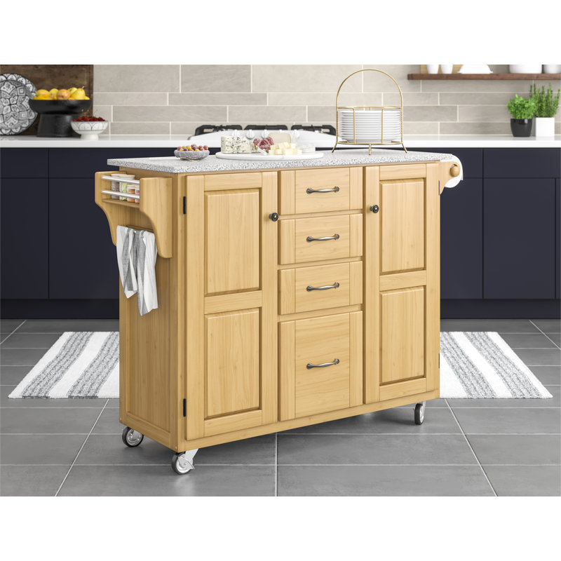 Littrell Kitchen Island, Natural, Stainless Steel