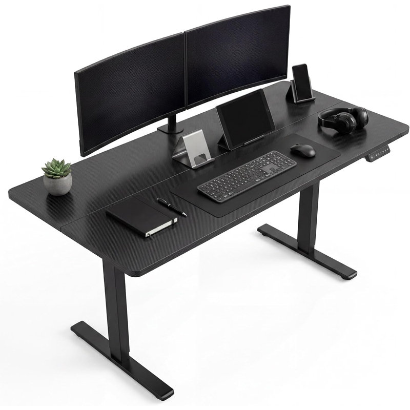 Bureau électrique à 2 positions à hauteur réglable, bureau de jeu pour bureau personnel, 29.2" H x 55.1" W x 27.6" D