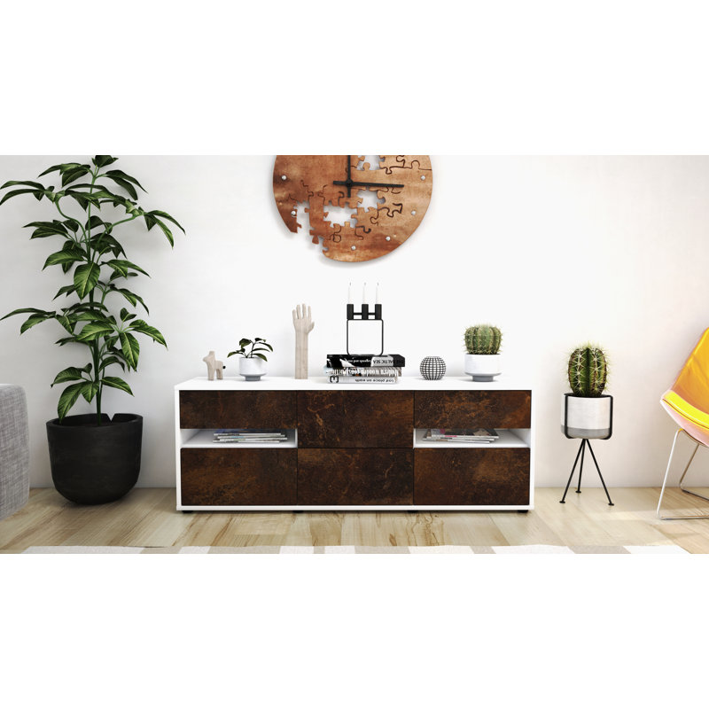 Wydra Unfinished TV Stand for TVs up to 60", Rust / Matte White