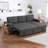 92" Modern Linen Pull Out Sectional Sofa With Storage Chaise,USB Port And Cup Holder-1089574143