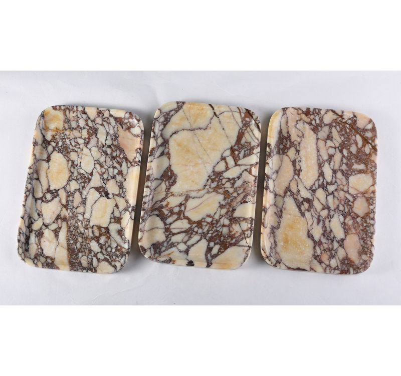 Guein Rectangle Natural Marble Tray,Calacatta Viola