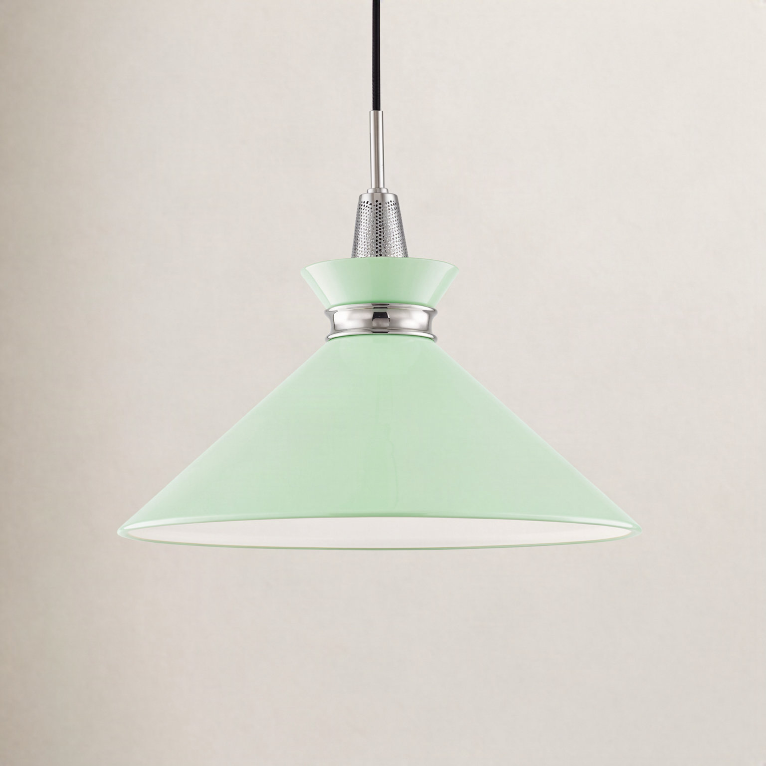 Corby Single Light Metal Pendant, Mint, Polished Nickel, 15.25" H x 18" W x 18" D