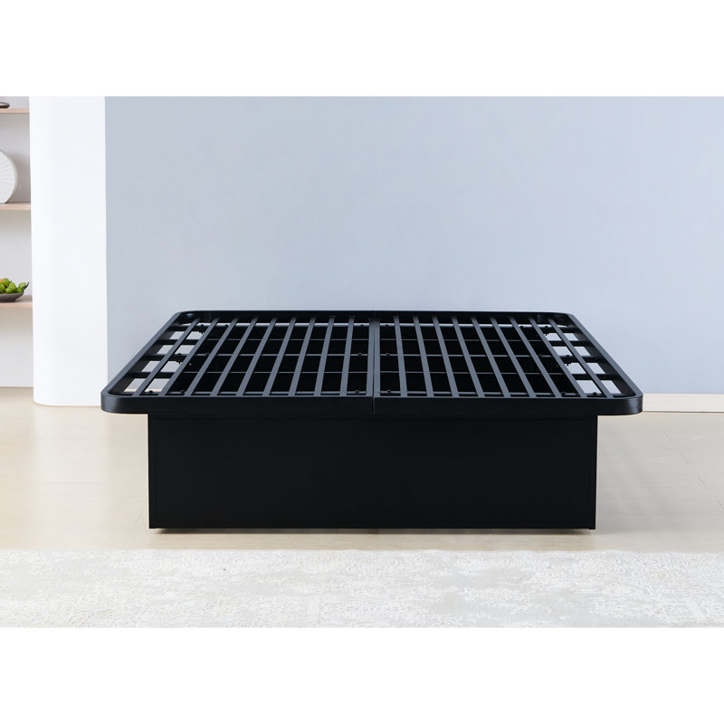 Structure de lit en métal robuste de 16 po de hauteur, noire, conception élégante pour la chambre à coucher, taille noire de 16 po de hauteur, choix