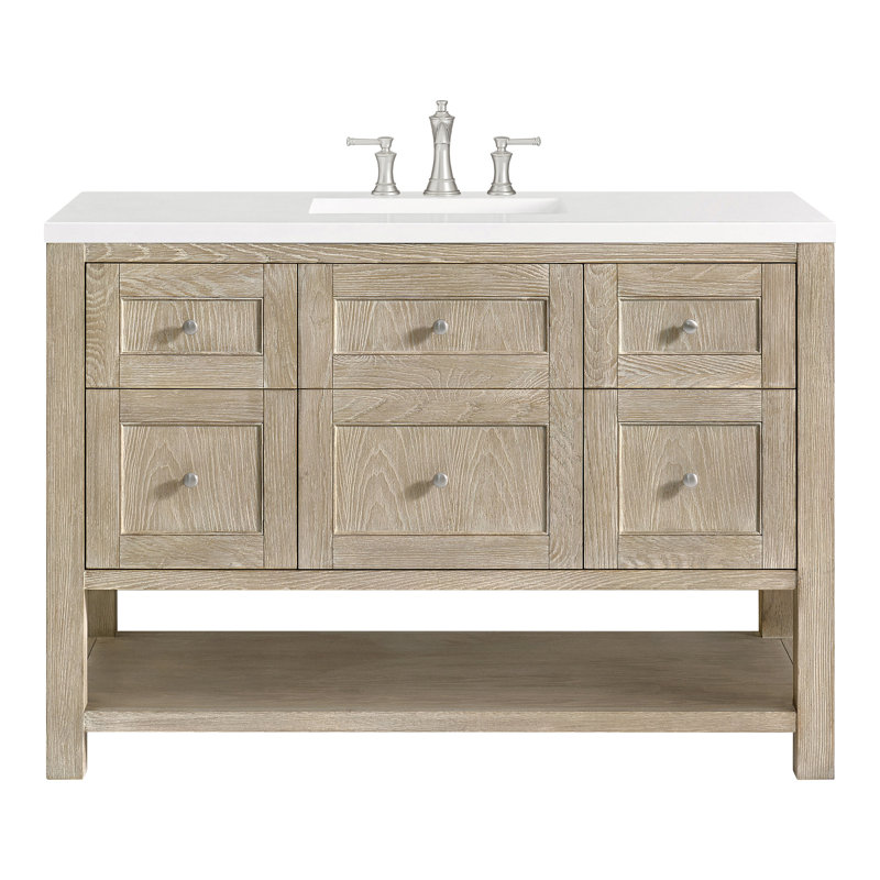 Breckenridge 48'' W Single Vanity, White Zeus, 8" Widespread, Whitewashed Oak