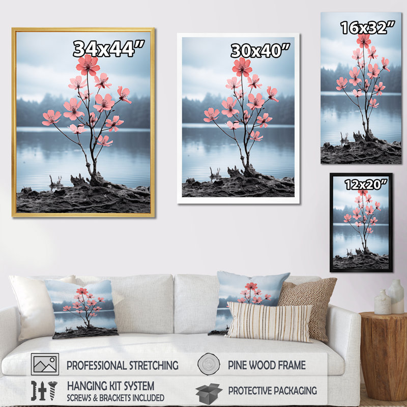 «Hingetown Seasonal Flower Solitude», reproduction sur toile, H 20 po x l 12 po x P 1 po, Cadre flottant noir