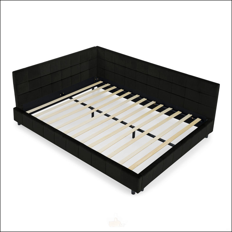 Queen Size Upholstered Tufted Bed Frame, Black